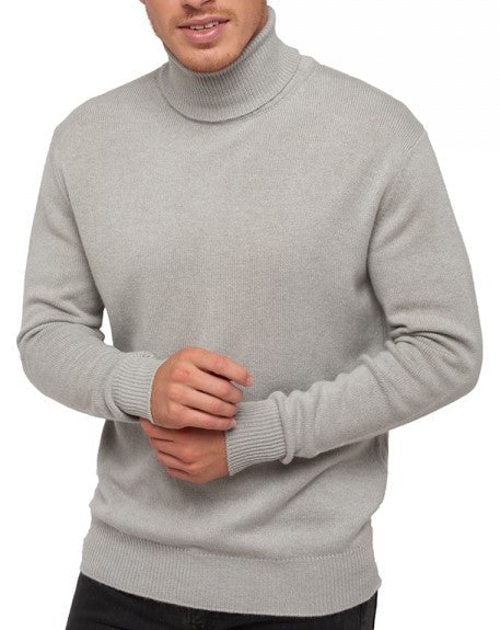 Balldiri 100% Kaschmir Herren Rollkragenpullover 4 - fädig für höchsten Komfort - hellgrau - Balldiri