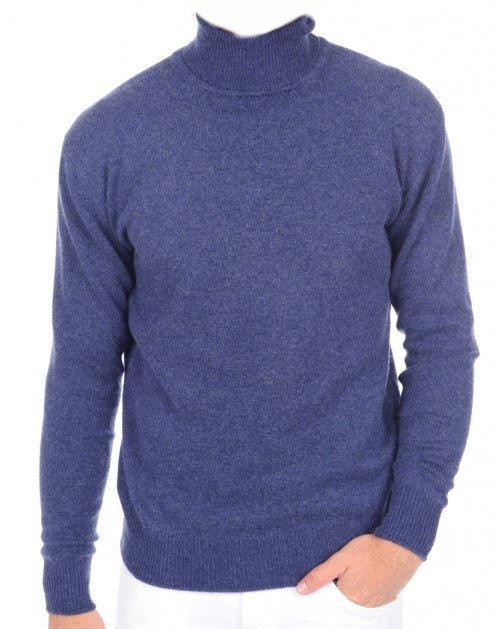 Balldiri 100% Kaschmir Herren Rollkragenpullover 4 - fädig für höchsten Komfort - indigo - Balldiri