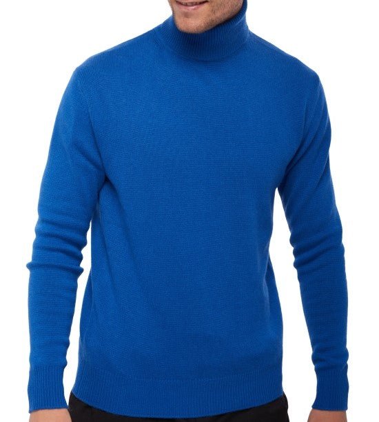 Balldiri 100% Kaschmir Herren Rollkragenpullover 4 - fädig für höchsten Komfort - ultramarin - Balldiri