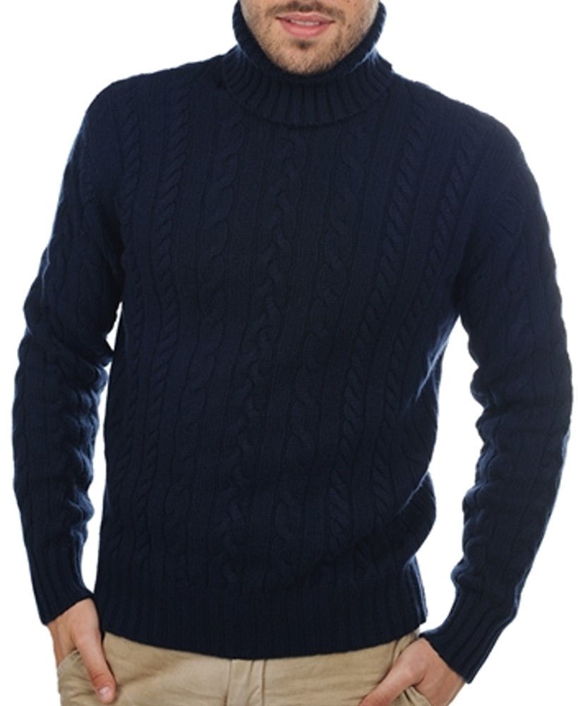 Balldiri 100% Kaschmir Herren Rollkragenpullover Zopfmuster 10 - fädig - ecru - Balldiri