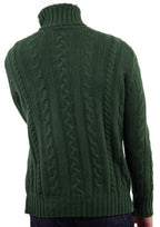 Balldiri 100% Kaschmir Herren Rollkragenpullover Zopfmuster 10 - fädig - grün - Balldiri