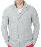 Balldiri 100% Kaschmir Herren Stehkragenjacke Zopf 8 - fädig - Grau - Balldiri