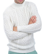 Balldiri 100% Kaschmir Herren Stehkragenpullover 10 - fädig - weiß - Balldiri
