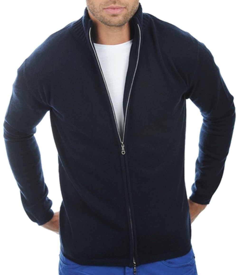 Balldiri 100% Kaschmir Herren Strickjacke 2 - fädig - nachtblau - Balldiri