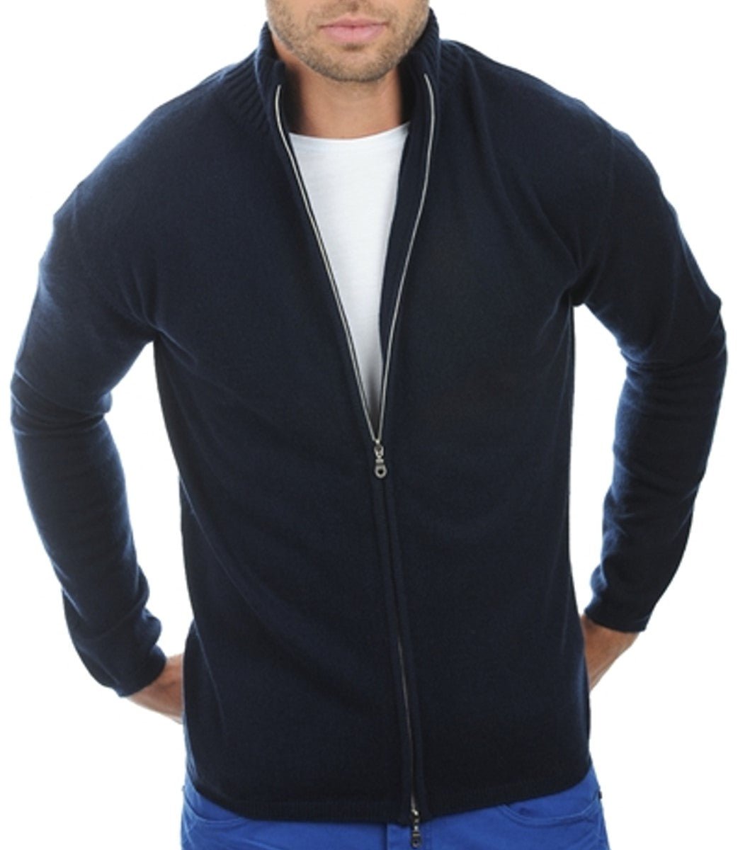 Balldiri 100% Kaschmir Herren Strickjacke 2 - fädig - nachtblau - Balldiri
