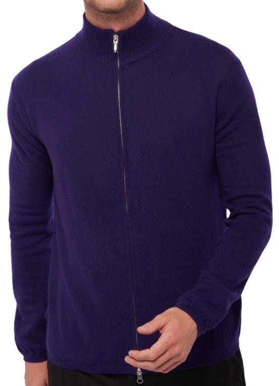 Balldiri 100% Kaschmir Herren Strickjacke 2 - fädig - deep purple - Balldiri