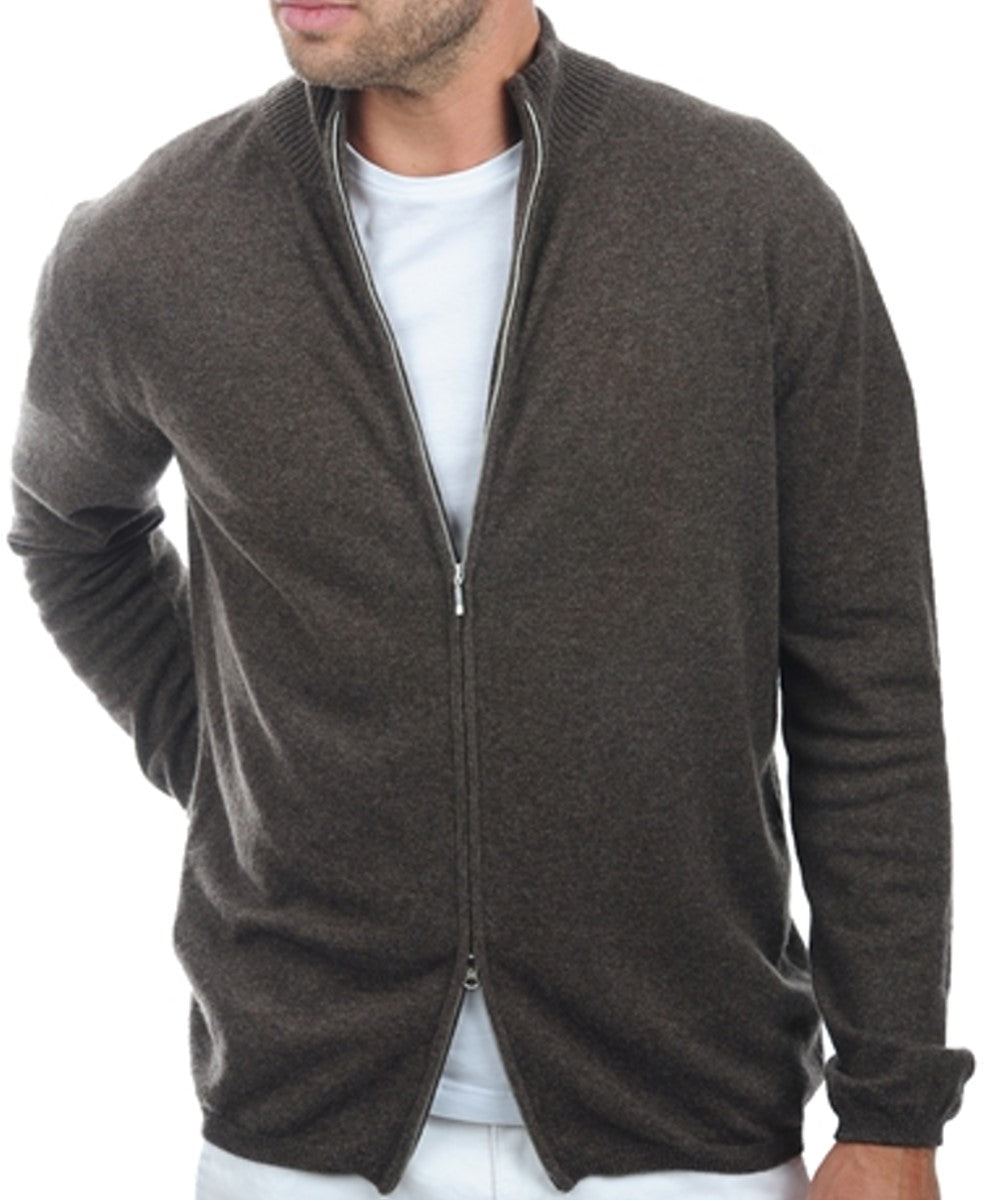 Balldiri 100% Kaschmir Herren Strickjacke 2 - fädig - braun meliert - Balldiri