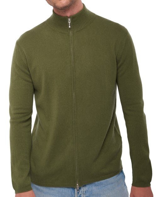 Balldiri 100% Kaschmir Herren Strickjacke 2 - fädig - kakhi - Balldiri