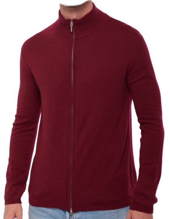Balldiri 100% Kaschmir Herren Strickjacke 2 - fädig - bordeaux - Balldiri