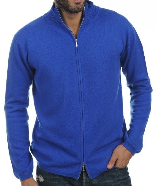 Balldiri 100% Kaschmir Herren Strickjacke 2 - fädig - ultramarin - Balldiri