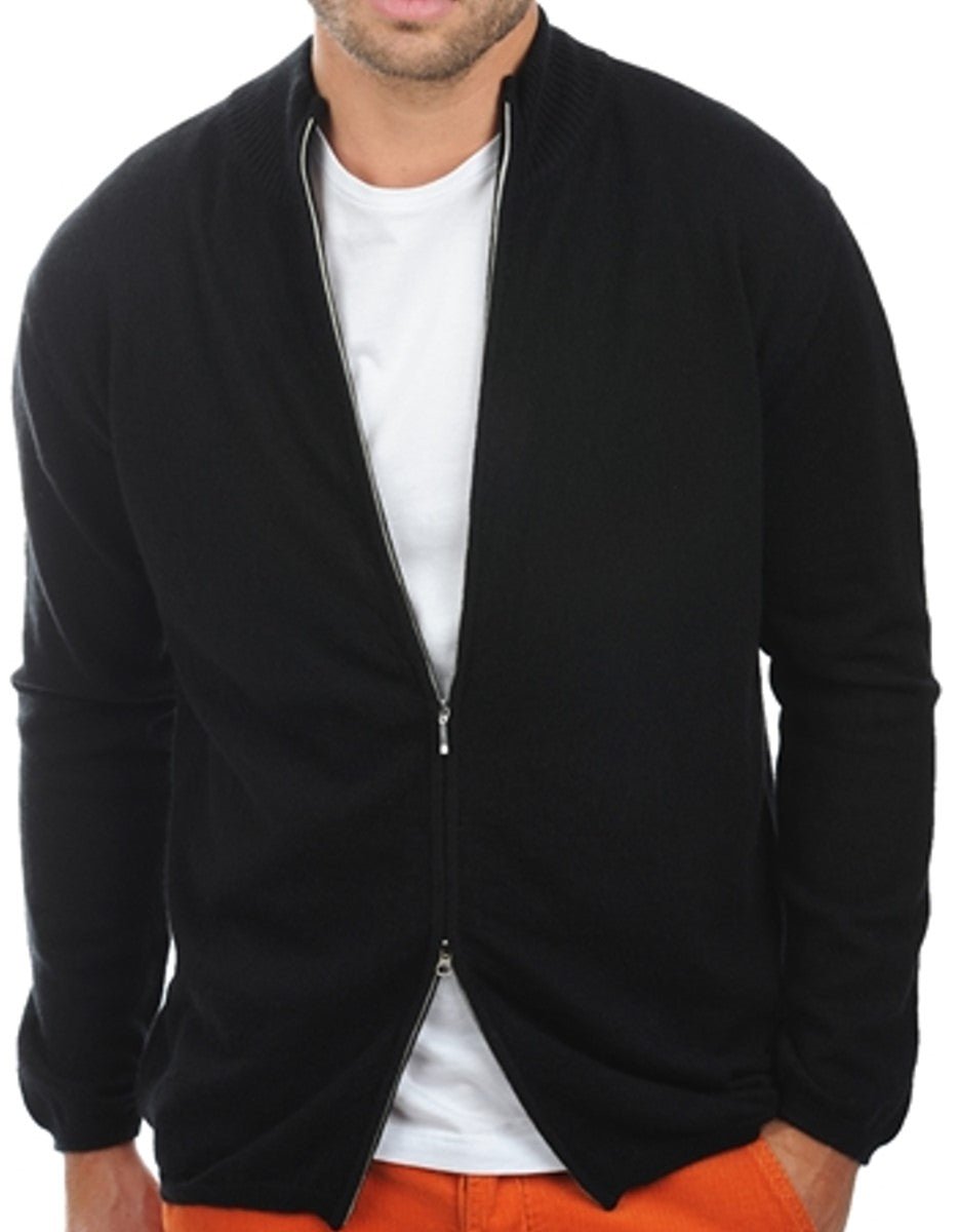 Balldiri 100% Kaschmir Herren Strickjacke 2 - fädig - Schwarz - Balldiri