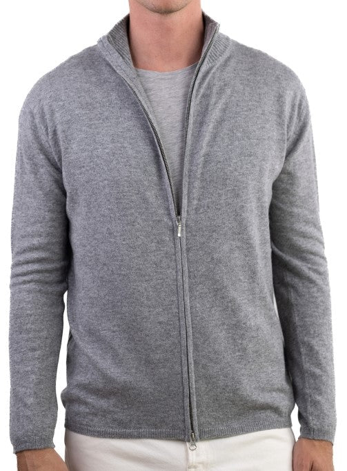 Balldiri 100% Kaschmir Herren Strickjacke 2 - fädig grau 2XL - Balldiri