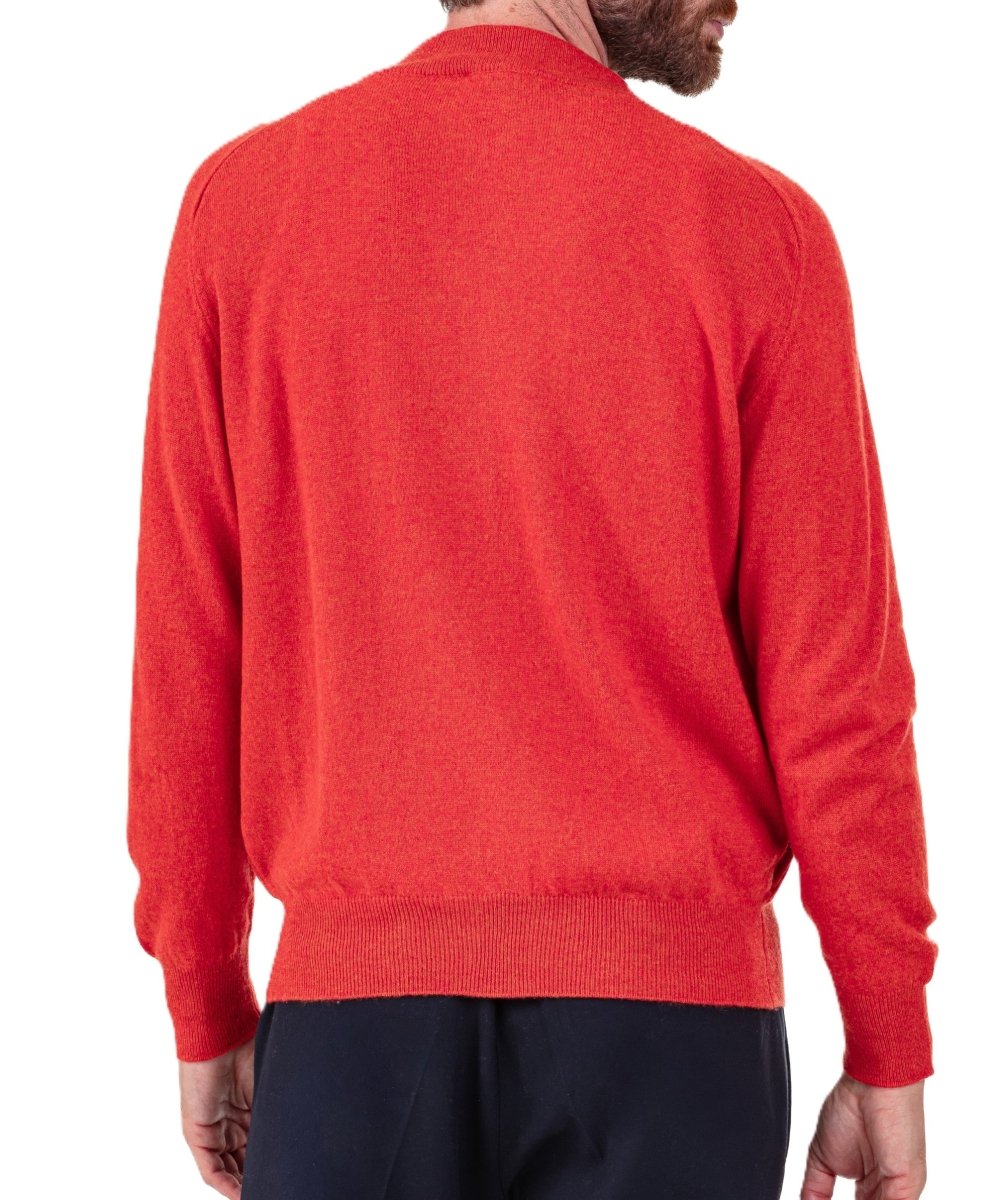Balldiri 100% Kaschmir Herren Strickjacke 4 - fädig - paprika rot - Balldiri