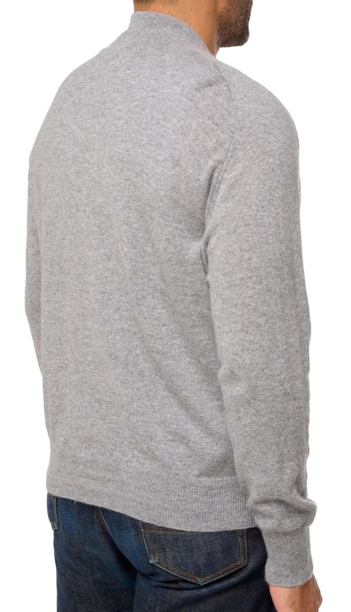 Balldiri 100% Kaschmir Herren Strickjacke 4 - fädig - grau meliert - Balldiri