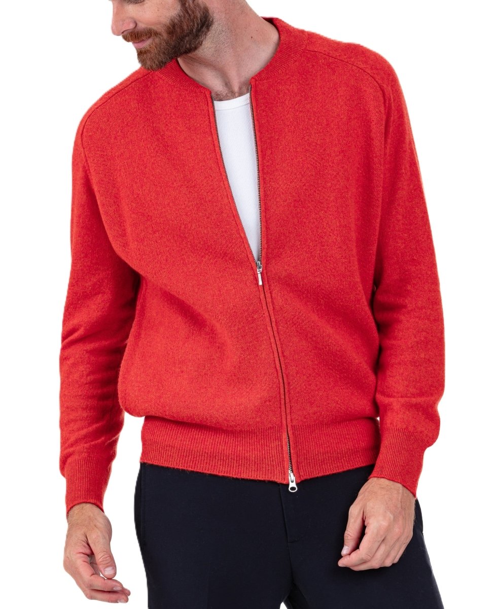 Balldiri 100% Kaschmir Herren Strickjacke 4 - fädig - paprika rot - Balldiri