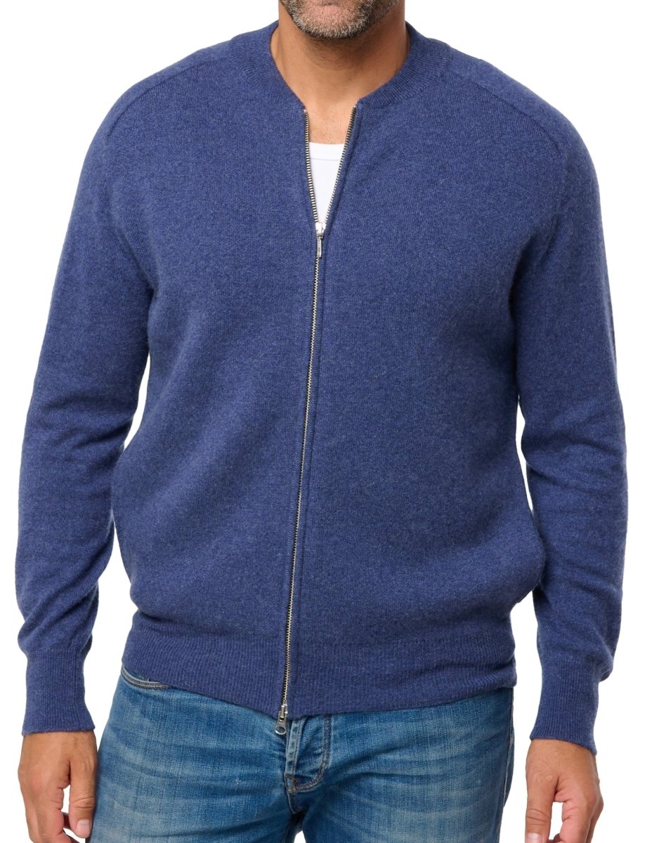 Balldiri 100% Kaschmir Herren Strickjacke 4 - fädig - indigo - Balldiri