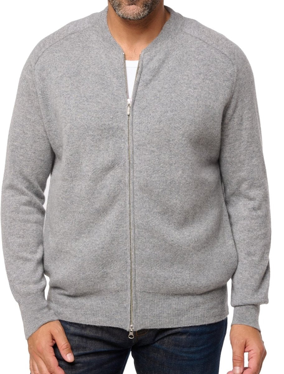 Balldiri 100% Kaschmir Herren Strickjacke 4 - fädig - grau meliert - Balldiri