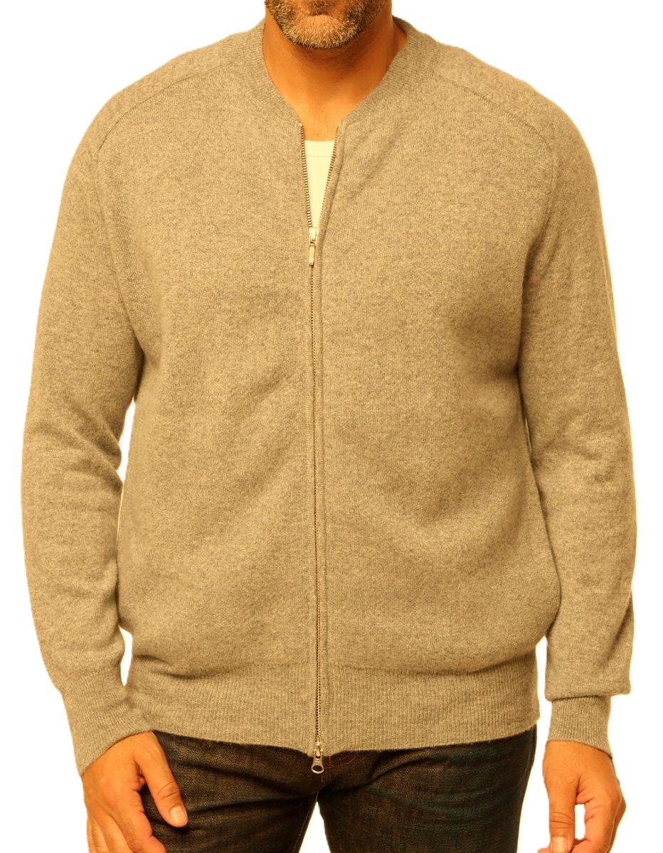 Balldiri 100% Kaschmir Herren Strickjacke 4 - fädig - camel meliert - Balldiri