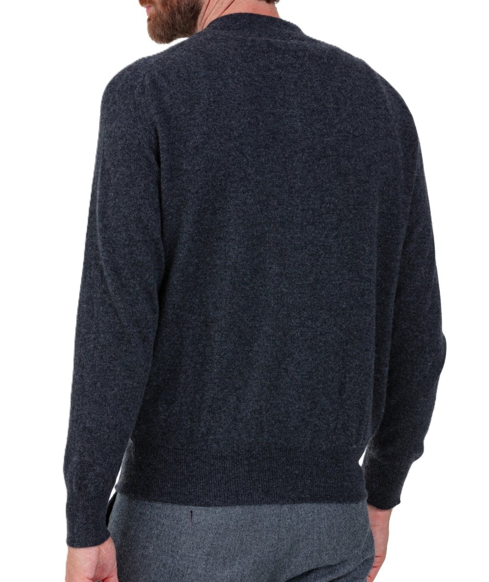 Balldiri 100% Kaschmir Herren Strickjacke 4 - fädig - anthrazit meliert - Balldiri