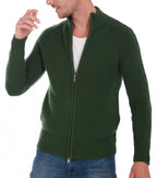 Balldiri 100% Kaschmir Herren Strickjacke 8 - fädig - grün - Balldiri