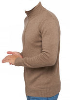 Balldiri 100% Kaschmir Herren Strickjacke Kragen 4 - fädig - naturbraun/beige - Balldiri