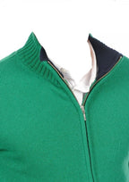 Balldiri 100% Kaschmir Herren Strickjacke Kragen 4 - fädig - englischgrün/nachtblau - Balldiri