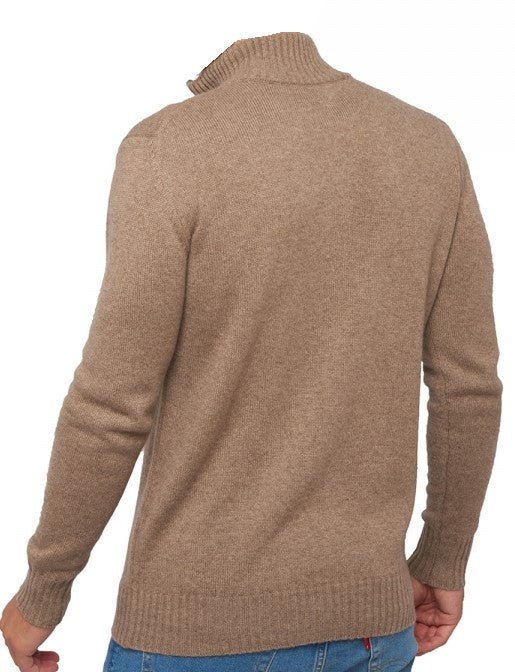 Balldiri 100% Kaschmir Herren Strickjacke Kragen 4 - fädig - naturbraun/beige - Balldiri