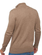 Balldiri 100% Kaschmir Herren Strickjacke Kragen 4 - fädig - naturbraun/beige - Balldiri