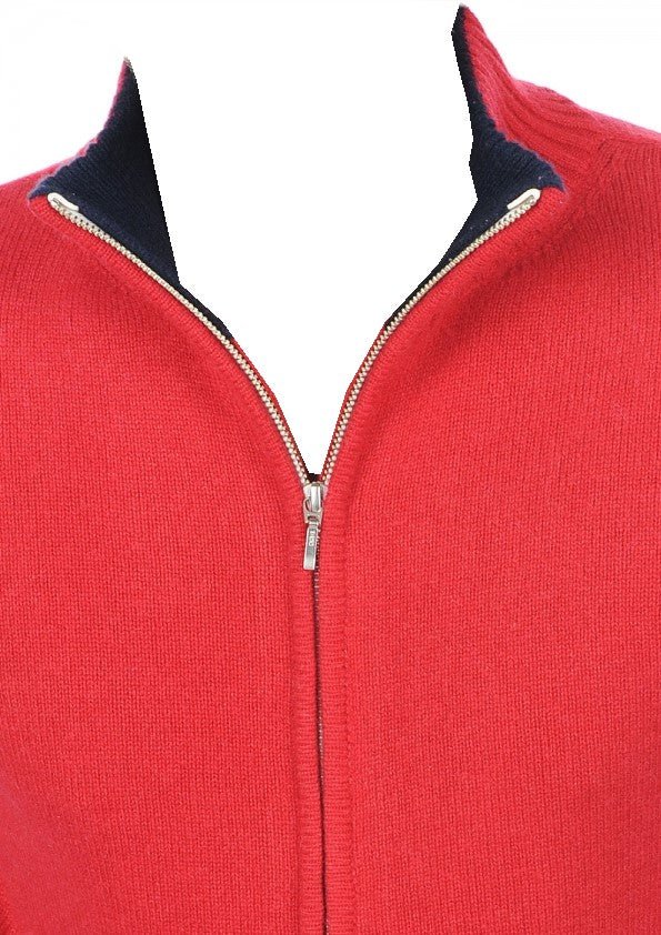 Balldiri 100% Kaschmir Herren Strickjacke Kragen 4 - fädig - naturbraun/beige - Balldiri