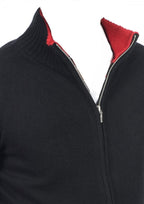Balldiri 100% Kaschmir Herren Strickjacke Kragen 4 - fädig - rot/nachtblau - Balldiri