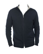 Balldiri 100% Kaschmir Herren Strickjacke Kragen 4 - fädig - englischgrün/nachtblau - Balldiri