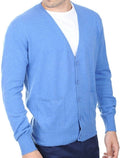 Balldiri 100% Kaschmir Herren Strickjacke mit V - Ausschnitt 2 - fädig Blau L - Balldiri
