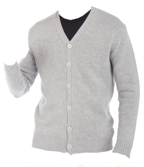 Balldiri 100% Kaschmir Herren Strickjacke V - 8 - fädig - grün - Balldiri