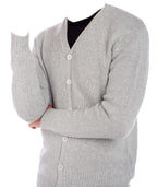 Balldiri 100% Kaschmir Herren Strickjacke V - 8 - fädig - hellgrau - Balldiri