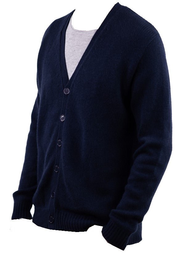 Balldiri 100% Kaschmir Herren Strickjacke V - 8 - fädig - nachtblau - Balldiri