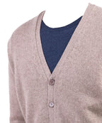 Balldiri 100% Kaschmir Herren Strickjacke V - 8 - fädig - naturbraun - Balldiri