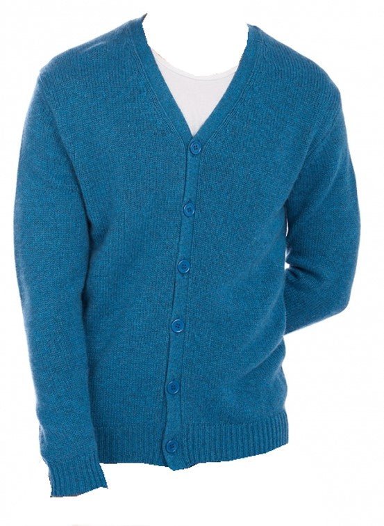 Balldiri 100% Kaschmir Herren Strickjacke V - 8 - fädig - manor blau - Balldiri
