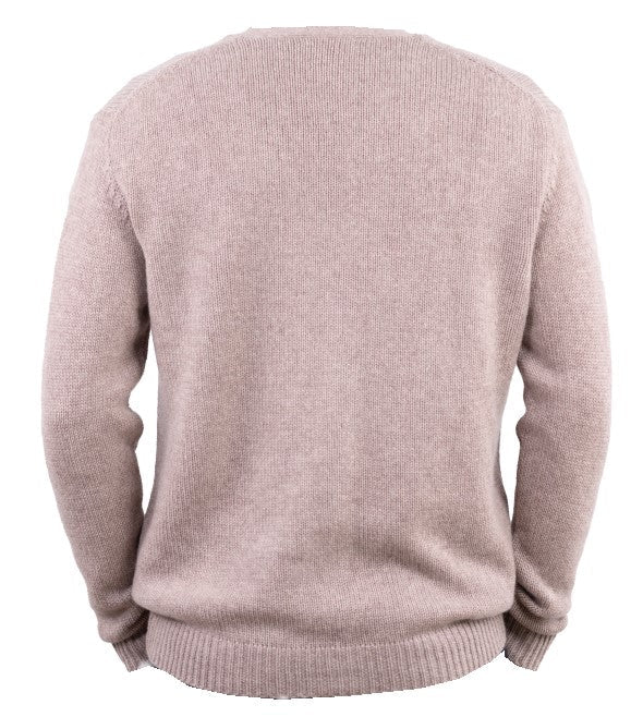 Balldiri 100% Kaschmir Herren Strickjacke V - 8 - fädig - naturbraun - Balldiri