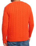 Balldiri 100% Kaschmir Herren Strickjacke Zopfmuster 8 - fädig - orange - Balldiri