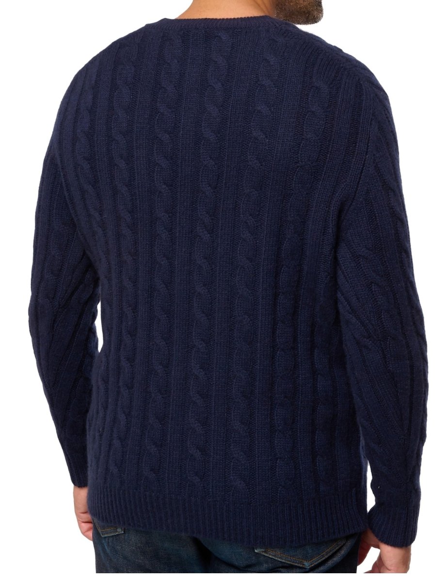 Balldiri 100% Kaschmir Herren Strickjacke Zopfmuster 8 - fädig - nachtblau - Balldiri