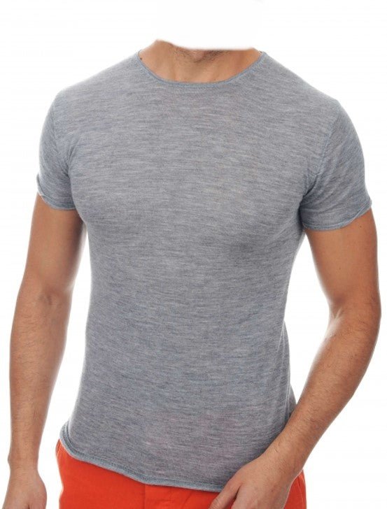 Balldiri 100% Kaschmir Herren T-Shirt rundhals 2 - fädig - grau - Balldiri