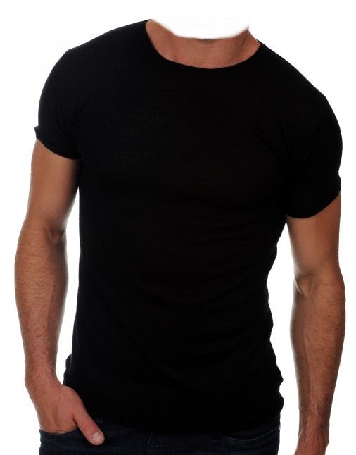 Balldiri 100% Kaschmir Herren T-Shirt rundhals 2 - fädig - schwarz - Balldiri