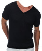 Balldiri 100% Kaschmir Herren T-Shirt V - Ausschnitt 2 - fädig - schwarz - Balldiri