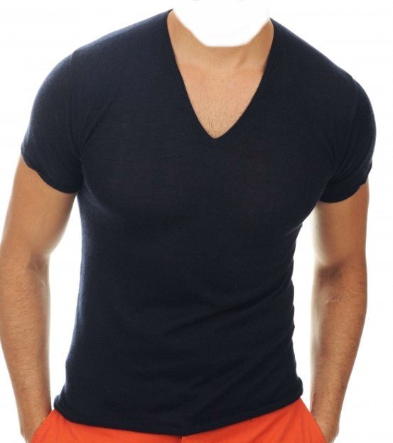 Balldiri 100% Kaschmir Herren T-Shirt V - Ausschnitt 2 - fädig - grau - Balldiri
