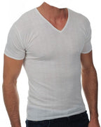 Balldiri 100% Kaschmir Herren T-Shirt V - Ausschnitt 2 - fädig - weiß - Balldiri