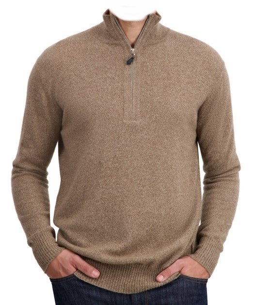Balldiri 100% Kaschmir Herren Troyer 2 - fädig - naturbraun - Balldiri