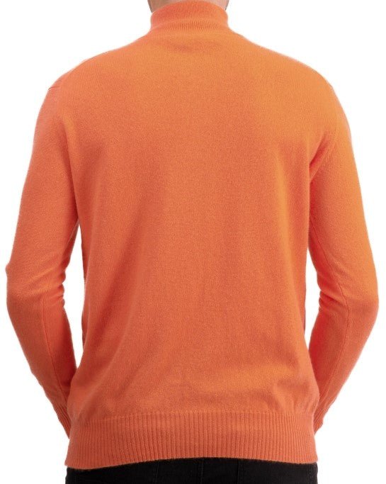 Balldiri 100% Kaschmir Herren Troyer 2 - fädig - orange - Balldiri