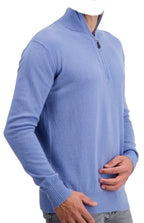 Balldiri 100% Kaschmir Herren Troyer 2 - fädig - himmelblau - Balldiri