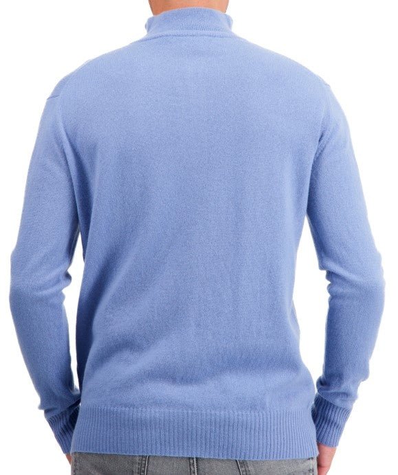 Balldiri 100% Kaschmir Herren Troyer 2 - fädig - himmelblau - Balldiri