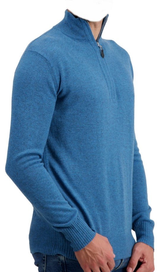Balldiri 100% Kaschmir Herren Troyer 2 - fädig - manor blau - Balldiri